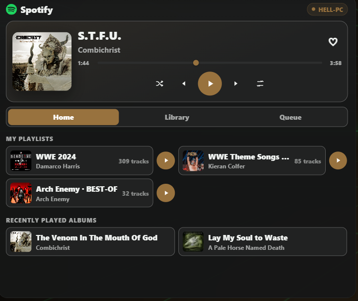 TGK Spotify — Player & Library running in Xenon